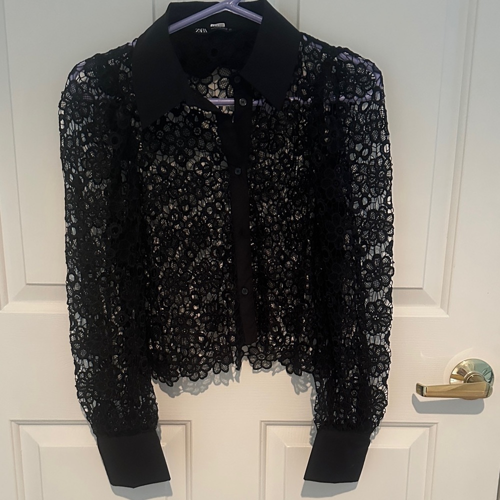 Zara Black Lace Women's Top